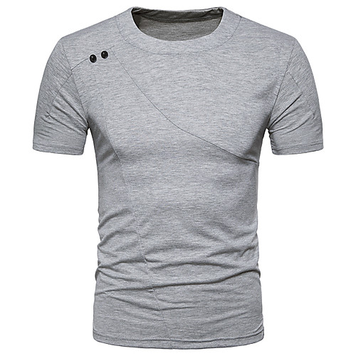 

Men's Daily Street chic Slim Polo - Solid Colored Round Neck Black / Short Sleeve / Spring / Summer
