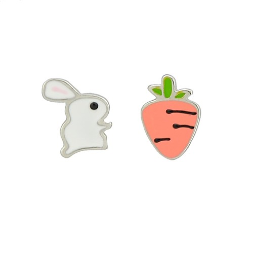 

Women's Stud Earrings Mismatched Rabbit Carrot Ladies Earrings Jewelry White For Daily Date