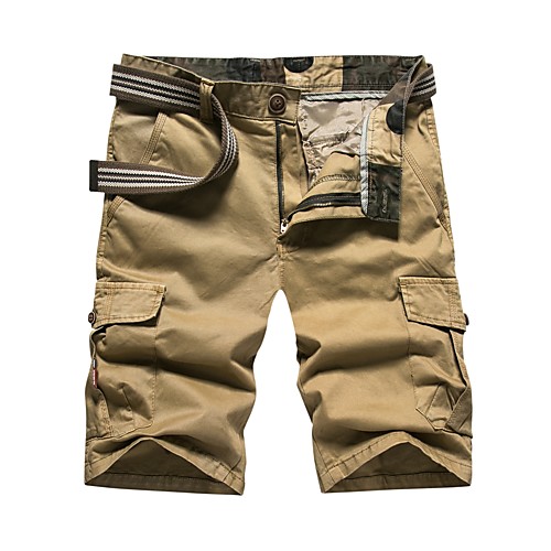 

Men's Daily Straight / Chinos / Shorts Pants - Solid Colored Cotton Summer Black Army Green Khaki 34 36 38