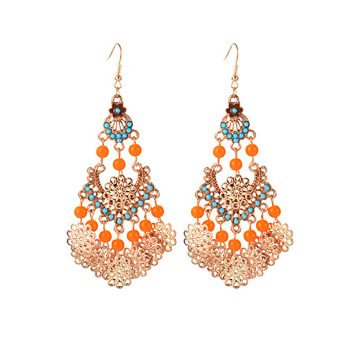 

Women's Synthetic Tanzanite Drop Earrings Flower Ladies Bohemian Fashion Boho Resin Earrings Jewelry Black / Orange For Party Going out