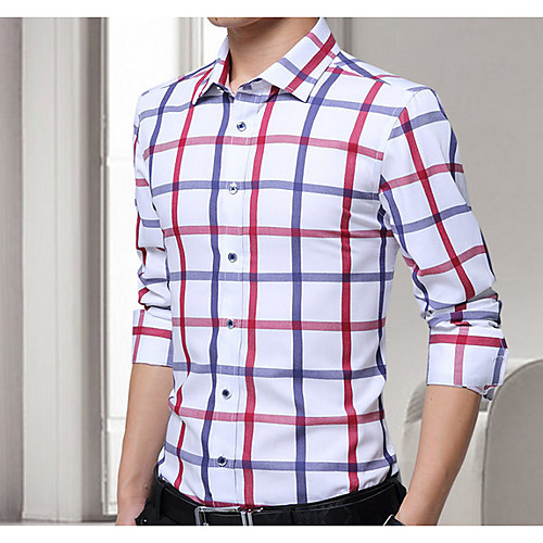 

Men's Daily Cotton Shirt - Striped Red / Long Sleeve