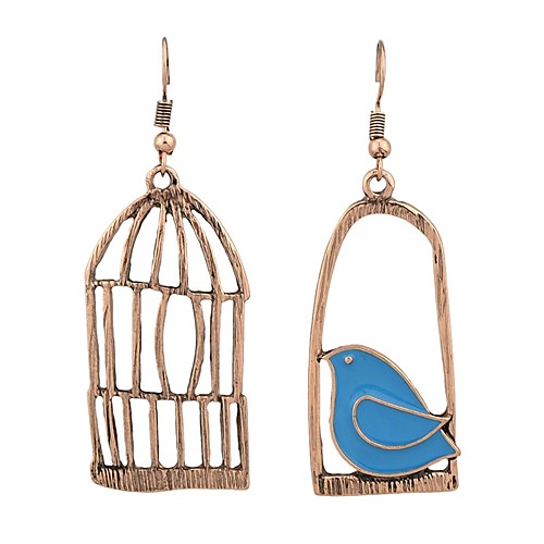 

Women's Drop Earrings Mismatched Bird Birdcage Ladies Earrings Jewelry Gold / Silver For Daily Date