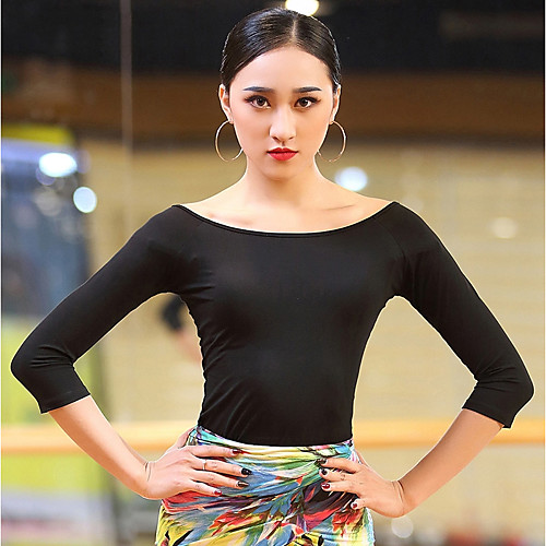 

Latin Dance Tops Women's Performance Cotton / Modal Ruching 3/4 Length Sleeve Top