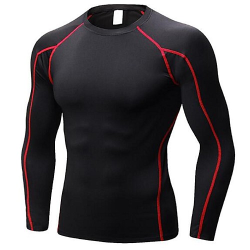 

Men's Elastane Workout Shirt Compression Shirt Crew Neck Fitness Gym Workout Workout Lightweight Quick Dry Breathability Sportswear Tee / T-shirt Sweatshirt Compression Clothing Long Sleeve Activewear