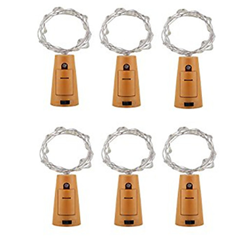

6pcs 2m 20led Cork Shaped Bottle Stopper Lamp Glass Wine Silver Copper Wire String Lighting Christmas Party Wedding Decoration
