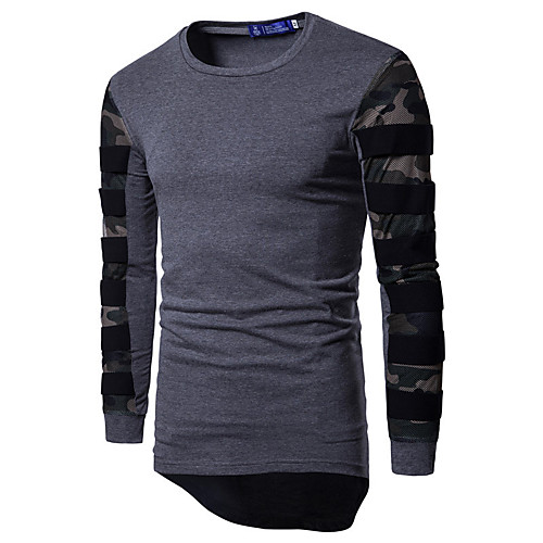 

Men's Daily Weekend Boho / Street chic T-shirt - Color Block / Camo / Camouflage Black