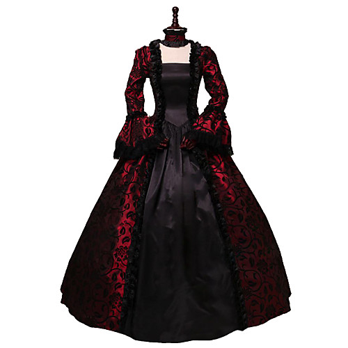 фото Рококо викторианский стиль 18-ый век платья кружево костюм черный / красный винтаж косплей для вечеринок выпускной длинный рукав с пышной юбкой Lightinthebox