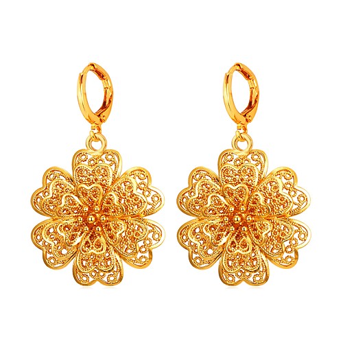

Women's Hoop Earrings Flower Ladies Fashion Gold Plated Earrings Jewelry Gold / Silver For Evening Party Prom Promise