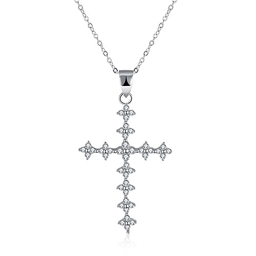 

Women's Cubic Zirconia tiny diamond Pendant Necklace Cross Ladies Fashion S925 Sterling Silver Silver Necklace Jewelry One-piece Suit For Gift Daily
