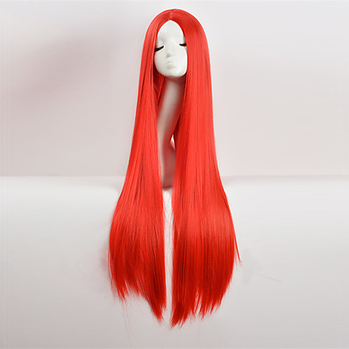 

Cosplay Costume Wig Synthetic Wig Straight Yaki Straight Asymmetrical Wig Very Long Pink Blue Natural Black Purple Red Synthetic Hair Women's Natural Hairline Middle Part Red
