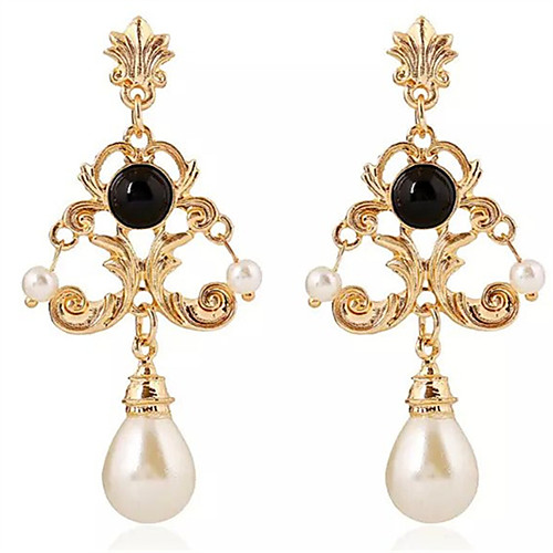 

Women's Synthetic Tanzanite Drop Earrings Drop Ladies Asian Classic Imitation Pearl Resin Earrings Jewelry White / Black For Evening Party Going out
