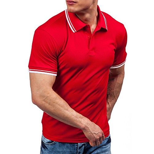 

Муж. Спорт Polo Хлопок Однотонный / Контрастных цветов Желтый XL / С короткими рукавами