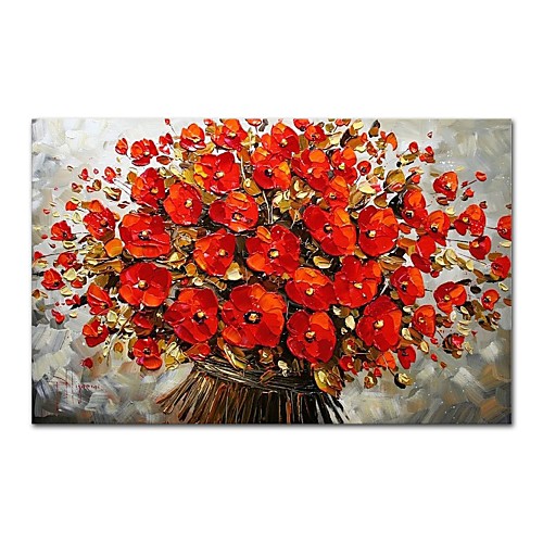 

Oil Painting Hand Painted - Abstract Floral / Botanical Comtemporary Modern Stretched Canvas