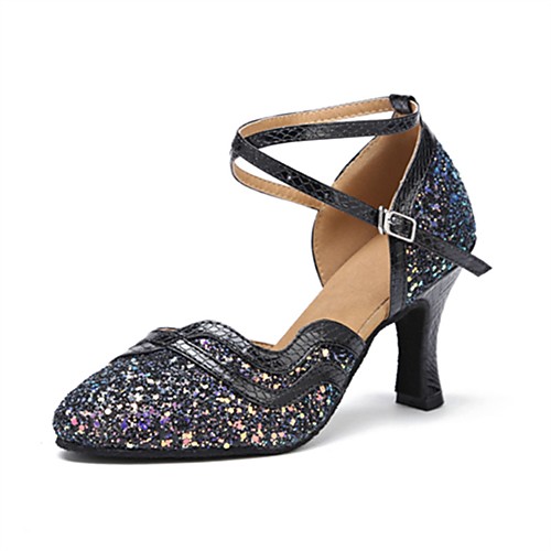 

Women's Modern Shoes / Ballroom Shoes Sparkling Glitter / Leatherette S-hook Clasp Sandal / Heel Customized Heel Customizable Dance Shoes Black / Professional / EU40