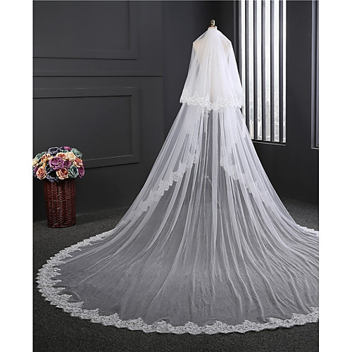 

Два слоя Двухслойные зонты Свадебные вуали Фата для венчания с Вышивка Тюль / Классическая