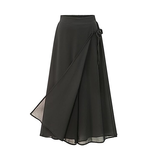 

Women's Street chic Plus Size Daily Weekend Loose Wide Leg Pants - Solid Colored Basic Black XL XXL XXXL