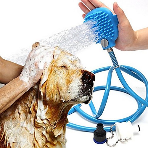 

Dog Cat Pets Silicone Hose Attachment Rinser Sprinkler Shower Plastic Baths Adjustable Flexible Easy to Install Pet Grooming Supplies Blue