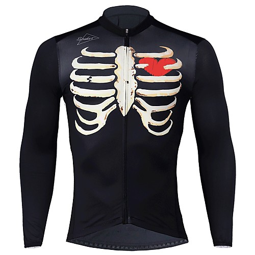 

SPAKCT Men's Long Sleeve Cycling Jersey Winter Fleece Elastane Polyster Black Skeleton Bike Jersey Mountain Bike MTB Road Bike Cycling Moisture Wicking Quick Dry Sports Clothing Apparel / Stretchy