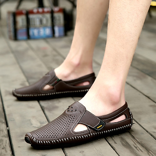 

Men's Leather Spring & Summer / Fall & Winter British / Preppy Sandals Walking Shoes Shock Absorbing Blue / Brown / Black