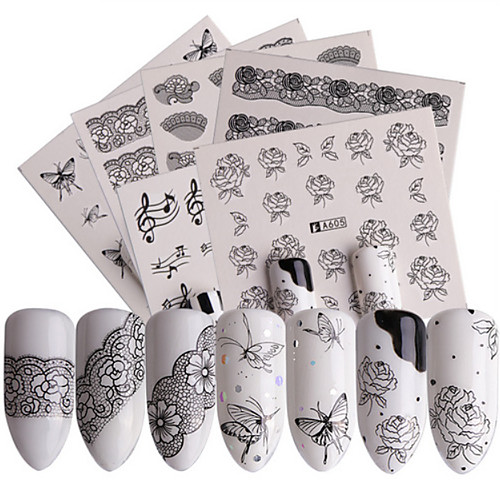 

48 pcs Наклейка для ногтей Цветы Передача бумаги