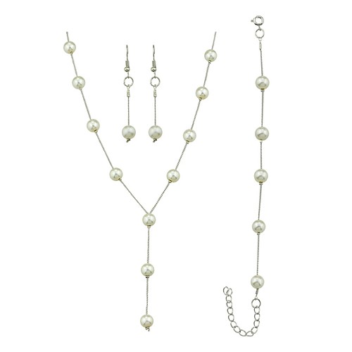 

Chain Bracelet Drop Earrings Pendant Necklace Floating Ladies Basic Sweet Earrings Jewelry White For Daily Office & Career