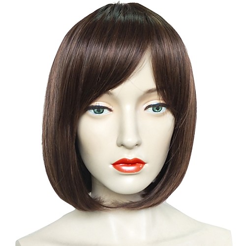 

Synthetic Wig Straight Bob Short Bob Wig Short Brown Synthetic Hair Women's Natural Hairline Brown