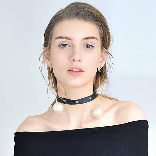 

Women's Pearl Long Clip on Earring Gold Plated Earrings Ladies Sweet Fashion Jewelry White For Party / Evening Gift
