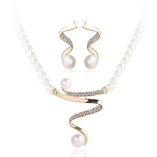 

Women's Pearl Jewelry Set Wave Ladies Simple Imitation Pearl Earrings Jewelry Gold For Wedding Ceremony Masquerade Engagement Party Prom Promise
