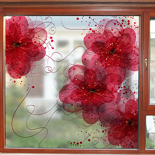 

Оконная пленка и наклейки Украшение С цветами / Современный Цветочный принт ПВХ Стикер на окна / Матовая