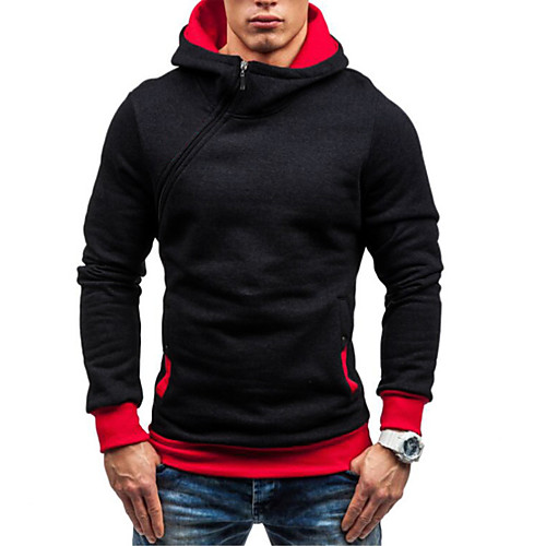 

Men's Casual / Street chic Hoodie - Color Block Black US32 / UK32 / EU40