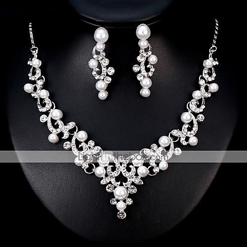 

Women's Jewelry Set European Fashion Pearl Earrings Jewelry Silver For Wedding Daily