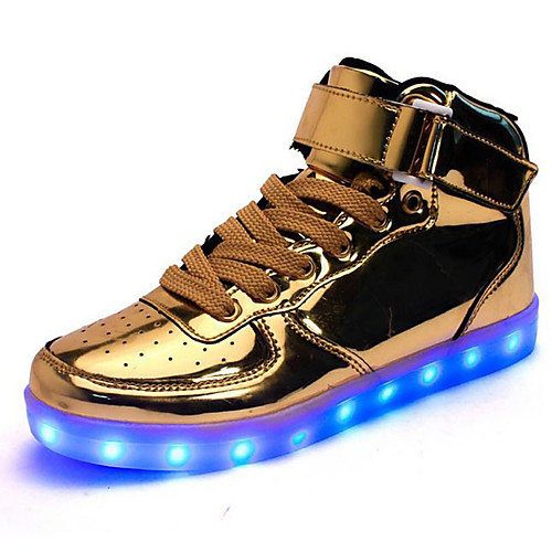 

Men's Light Up Shoes Faux Leather Spring / Fall LED Sneakers Non-slipping Gold / Silver / Outdoor