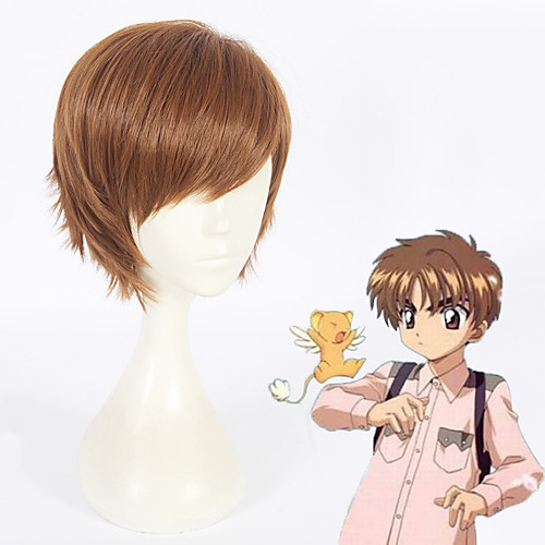 

Synthetic Wig Straight Layered Haircut Natural Hairline Brown Men's Machine Made Cosplay Wig Short Synthetic Hair Christmas