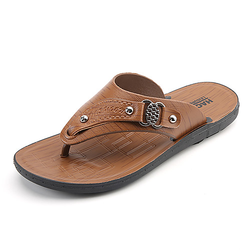 

Men's PU Fall / Spring & Summer Casual Slippers & Flip-Flops Breathable Yellow / Brown