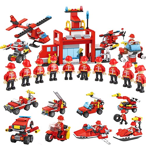 

Конструкторы 845 pcs Транспорт Воин совместимый Legoing Простой Взаимодействие родителей и детей Пожарная машина Автоцистерна для полива Универсальные Игрушки Подарок