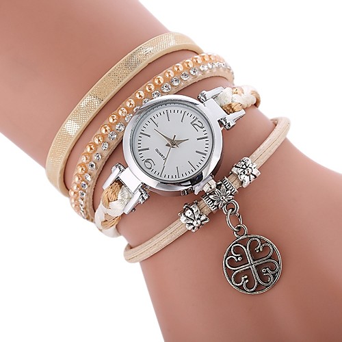 

Women's Bracelet Watch Wrap Bracelet Watch Quartz Quilted PU Leather Black / White / Blue Casual Watch Imitation Diamond Analog Ladies Casual Bohemian - Green Blue Pink One Year Battery Life