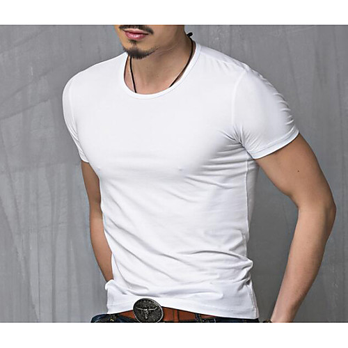 

Men's Plus Size Graphic Solid Colored T-shirt - Cotton Active Daily Weekend Round Neck White / Black / Summer / Short Sleeve