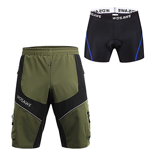 

WOSAWE Муж. Велошорты с подкладкой Шорты для горного велосипеда Велоспорт Шорты с защитой Шорты для горного велосипеда Брюки Водонепроницаемость Быстровысыхающий Со светоотражающими полосками