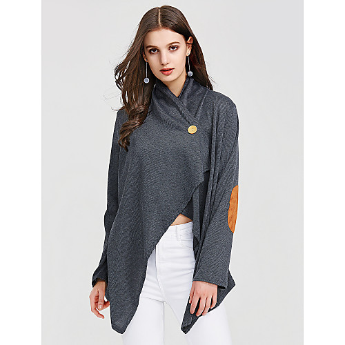 

Women's Daily Going out Weekend Street chic Cotton Loose T-shirt - Color Block V Neck Dark Gray