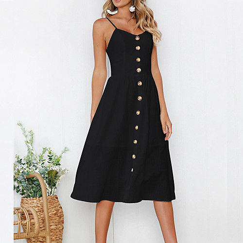

Women's White Black Dress Basic Street chic Spring Daily Going out Sheath Solid Colored Strap Black Backless S M Slim / Sexy