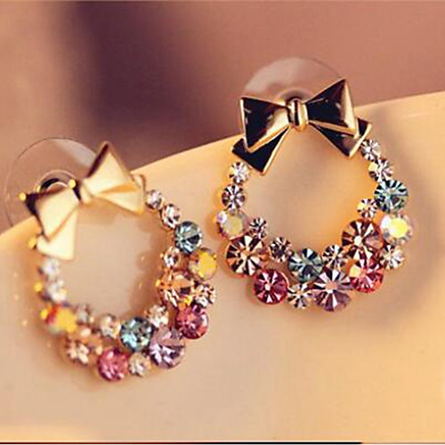 

Cubic Zirconia Stud Earrings Bowknot Cheap Ladies Simple Classic Sweet Earrings Jewelry Gold For Daily