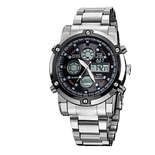 

ASJ Men's Sport Watch Digital Watch Quartz Watches Japanese Digital Stainless Steel Silver 50 m Water Resistant / Waterproof Alarm Calendar / date / day Analog - Digital Luxury Classic Fashion Army -