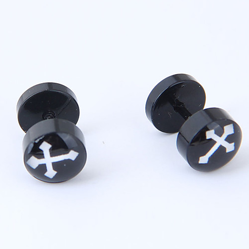 

Men's Women's Stud Earrings flat back Cross Vintage European Fashion Earrings Jewelry Black For Causal Daily