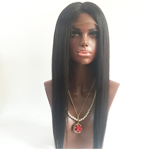 

Unprocessed Human Hair Full Lace Wig Middle Part style Brazilian Hair Straight Black Wig 130% Density with Baby Hair Natural Hairline Women's Short Medium Length Long Human Hair Lace Wig
