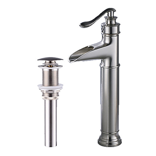 

Faucet Set - Waterfall Brushed Centerset Single Handle One HoleBath Taps