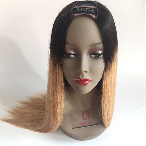 

Unprocessed Human Hair U Part Wig style Brazilian Hair Straight Blonde Wig 130% Density with Baby Hair Ombre Hair Dark Roots Women's Short Medium Length Long Human Hair Lace Wig Aili Young Hair