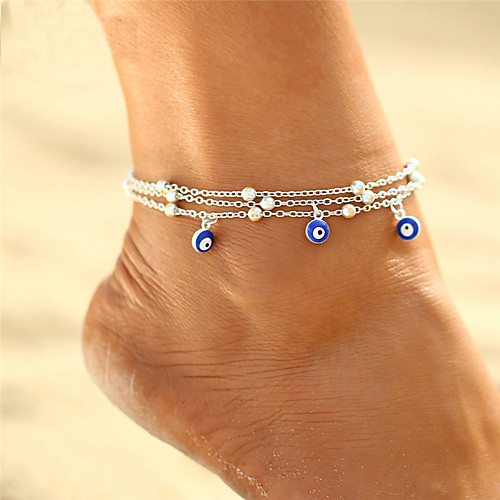 

Women's Anklet feet jewelry Layered Double Evil Eye Ladies Vintage Bohemian Boho Multi Layer Anklet Jewelry Gold / Silver For Gift Evening Party