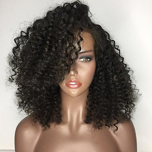 

Remy Human Hair Unprocessed Human Hair Lace Front Wig Bob style Brazilian Hair Curly Wig 130% Density with Baby Hair Natural Hairline African American Wig Unprocessed Bleached Knots Women's Short