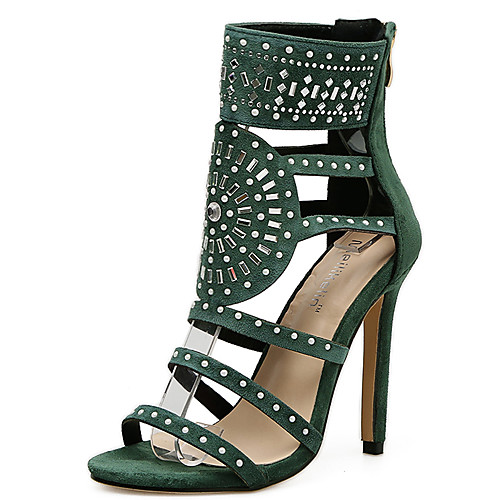 

Women's Sandals Stiletto Heel Peep Toe Rivet Synthetics Sweet / British Fall / Spring & Summer Black / Light Green / Party & Evening