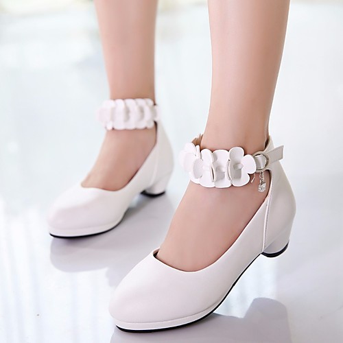 

Girls' Flower Girl Shoes / Tiny Heels for Teens PU Heels Little Kids(4-7ys) / Big Kids(7years ) Pink / White / Black Spring / Fall / EU37